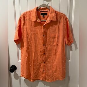Aeropostale Men's Orange Short Sleeve Button-Down Shirt